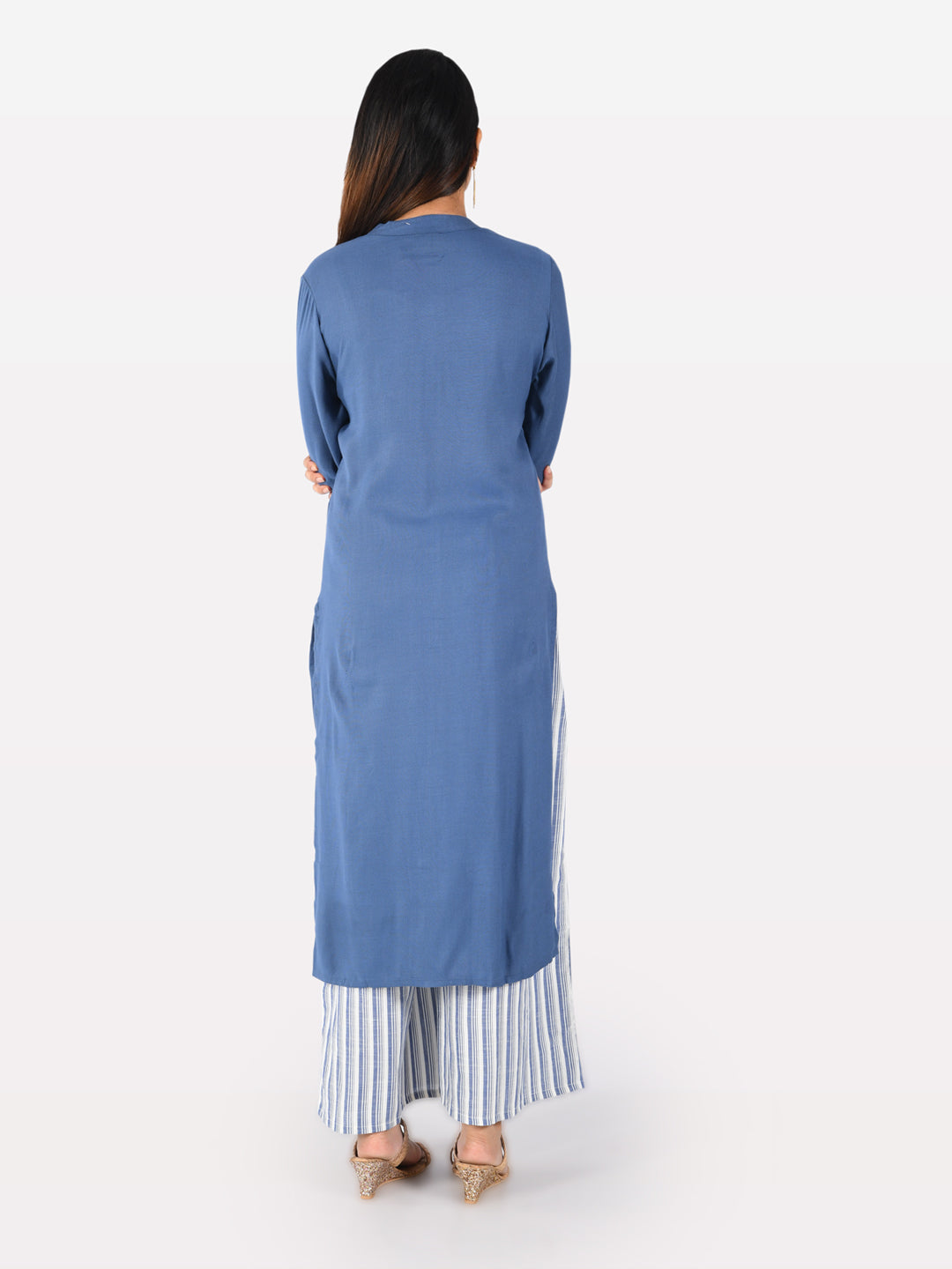 Neerus Blue Straight Kurta