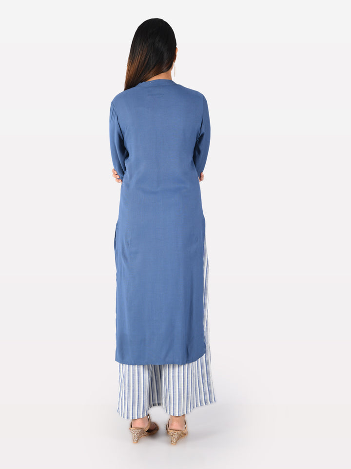 Neerus Blue Straight Kurta