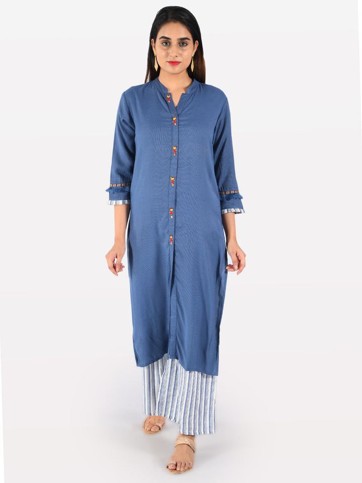 Neerus Blue Straight Kurta