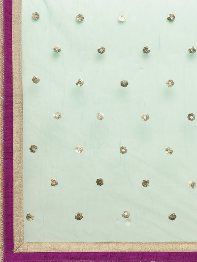 Neeru'S Purple Green Color,Banaras Fabric Ghagra Set