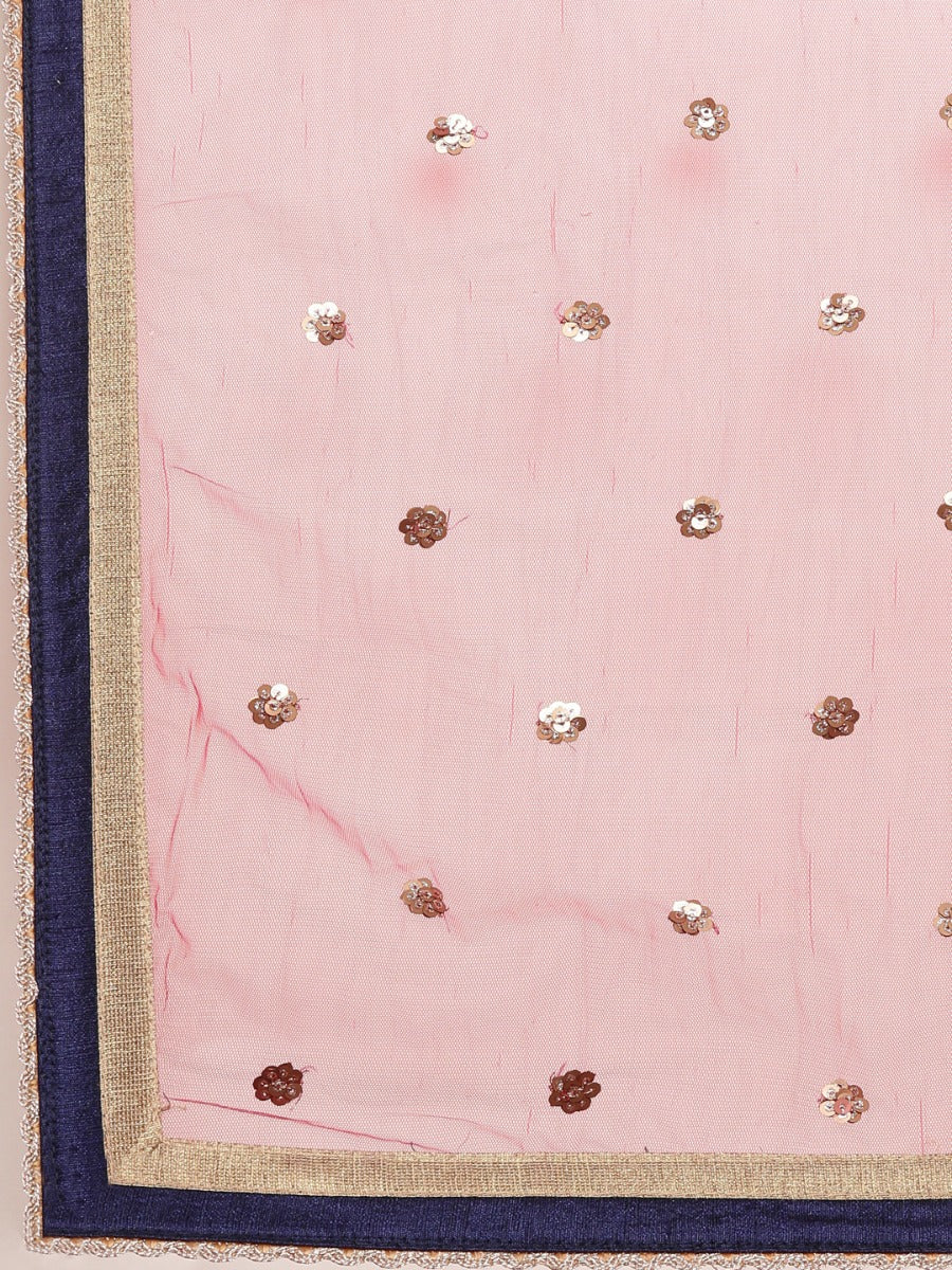 Neerus Pink & Blue Embellished Lehenga Set