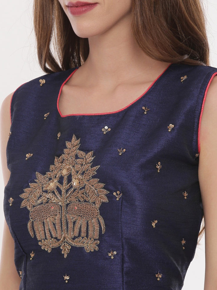 Neerus Pink & Blue Embellished Lehenga Set