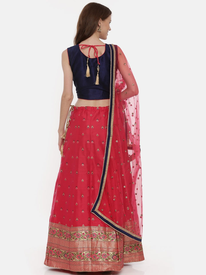 Neerus Pink & Blue Embellished Lehenga Set