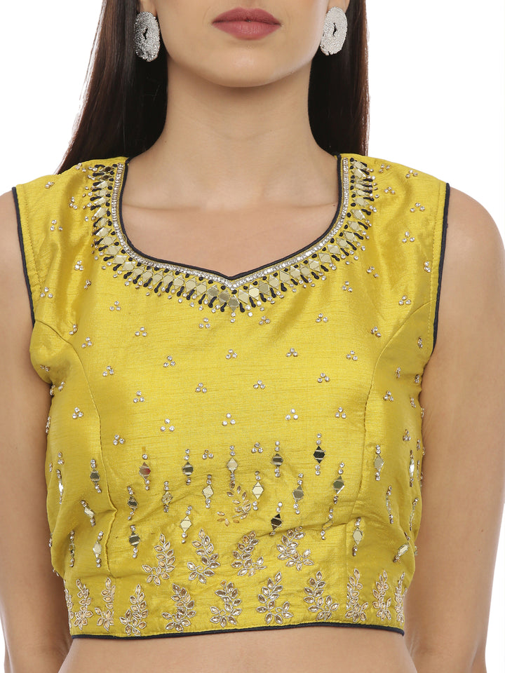 Neerus Yellow & Navy Embellished Lehenga Set