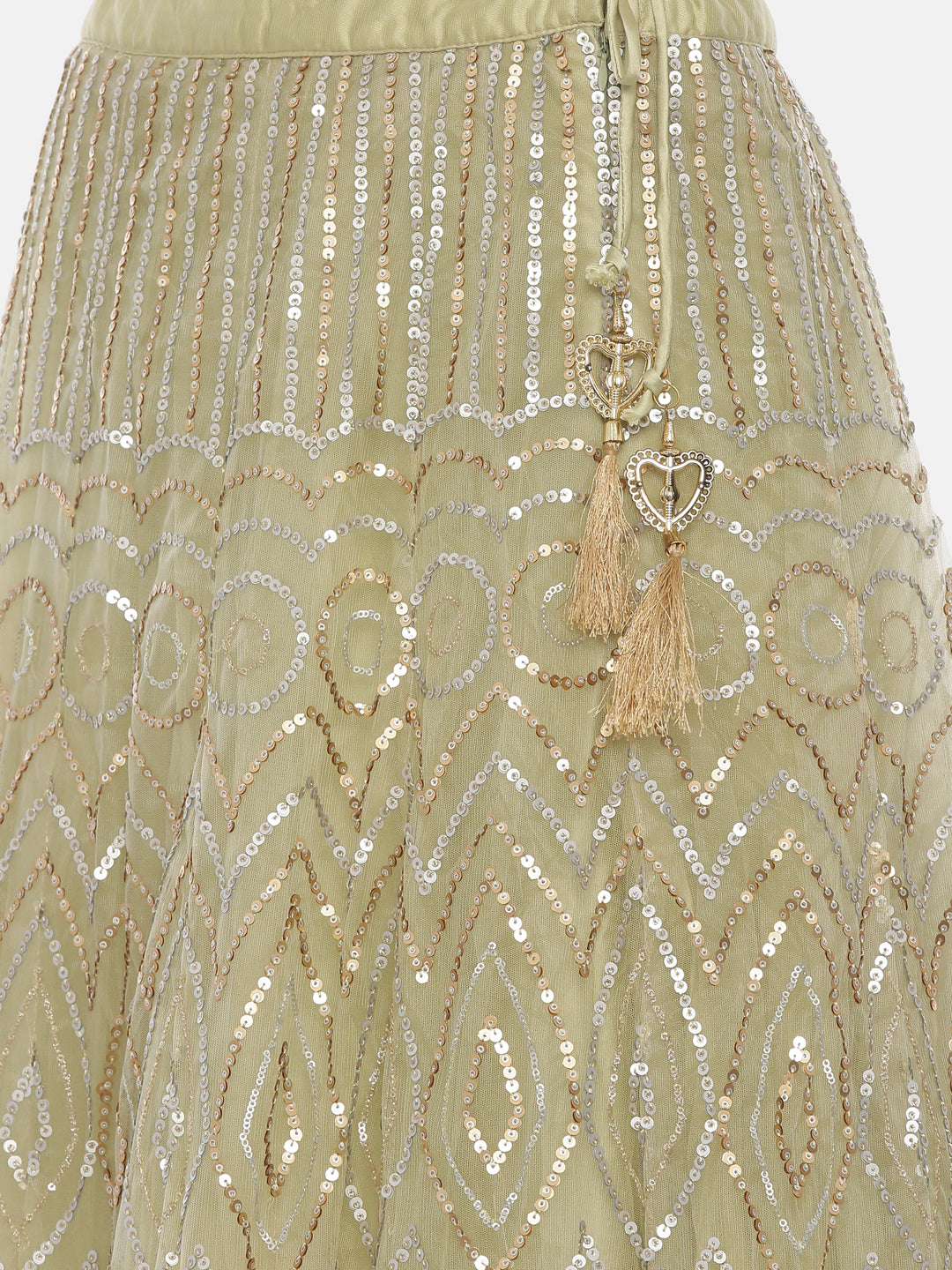 Neerus Green net embellished lehenga set - detail view 5