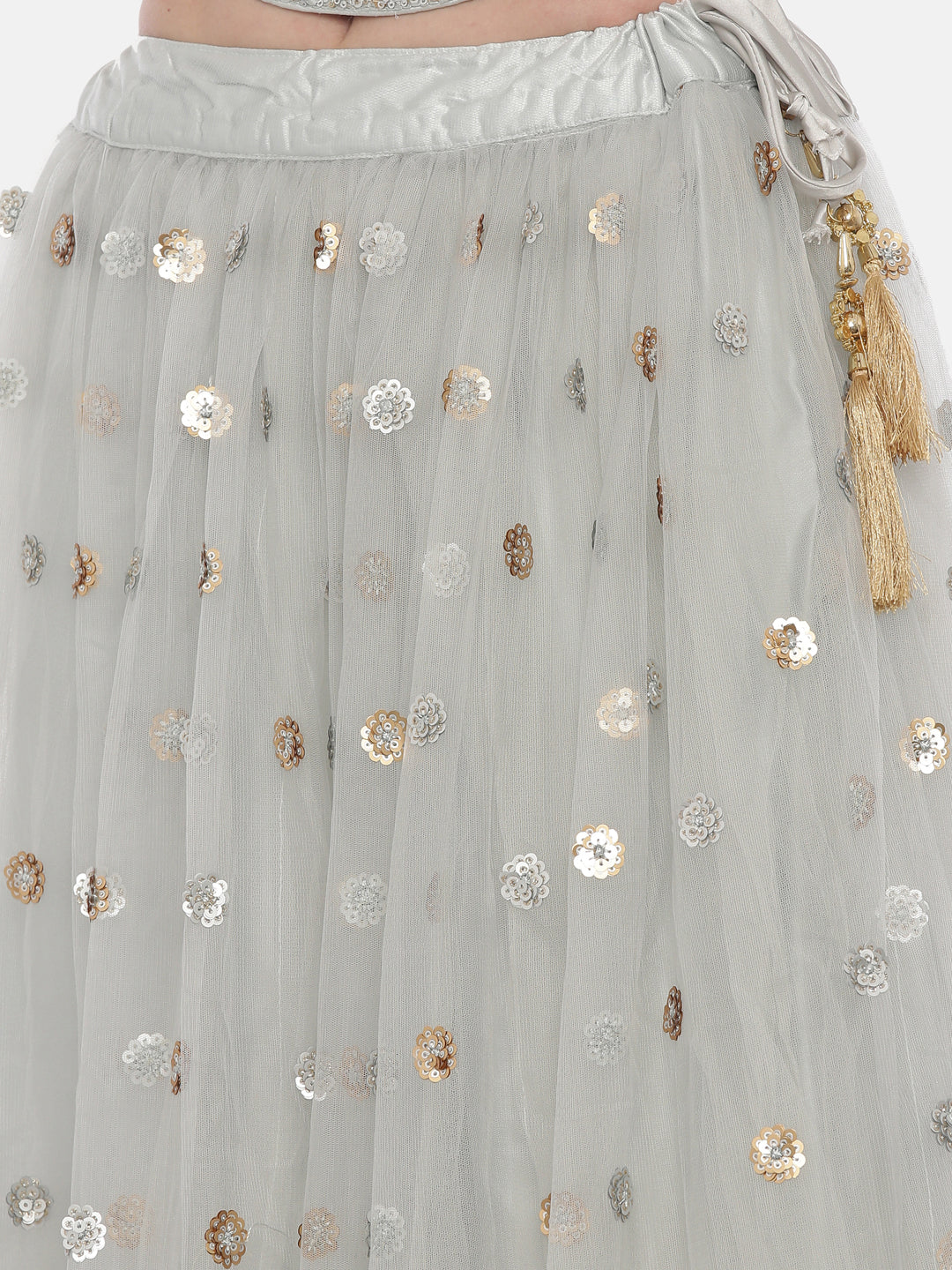 Neerus Grey net embellished lehenga set - detail view 5
