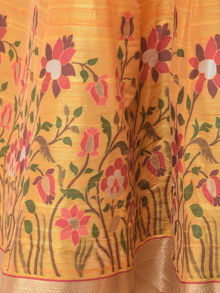 Neerus Yellow & Pink Printed Anarkali Kurta With Dupatta