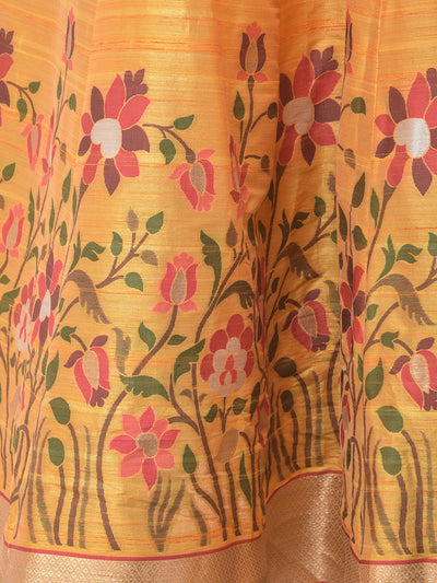 Neeru's Yellow & Pink Printed Anarkali Kurta With Dupatta