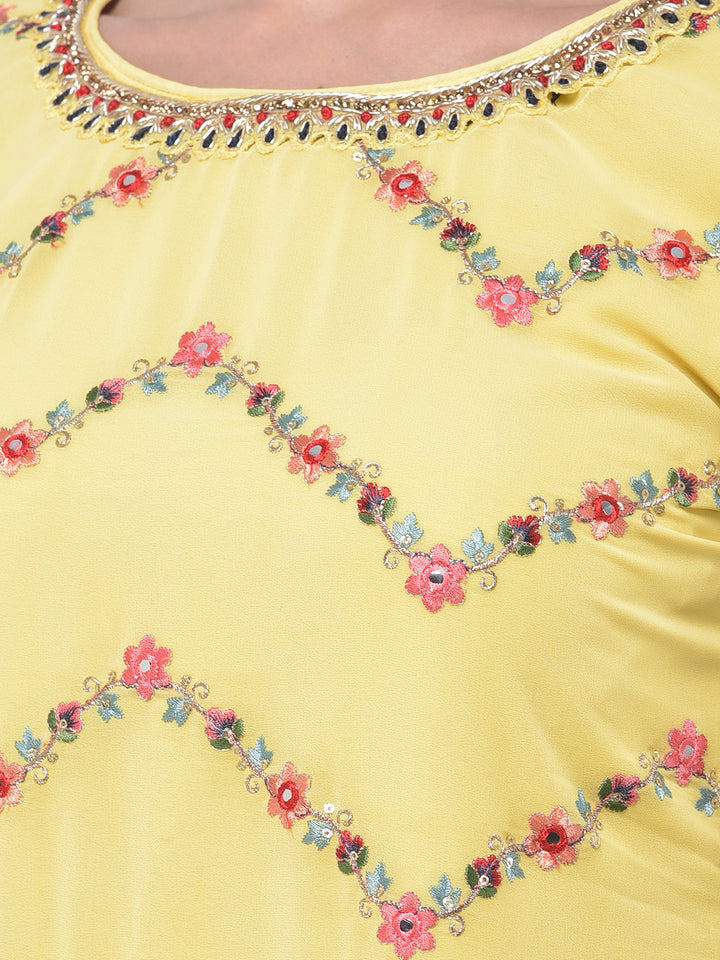 Neerus Yellow Colour Georgette Fabric Suit-Gharara