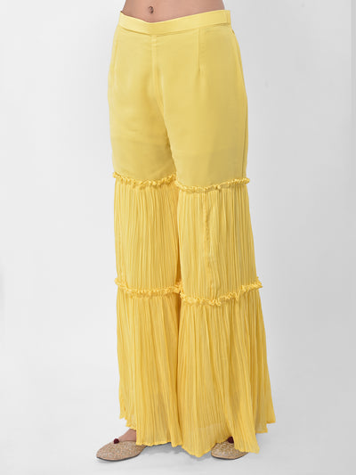 Neeru'S Yellow Colour Georgette Fabric Suit-Gharara