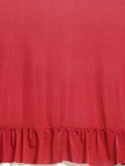 Neeru's Red Solid Ready to Wear Saree With Blouse