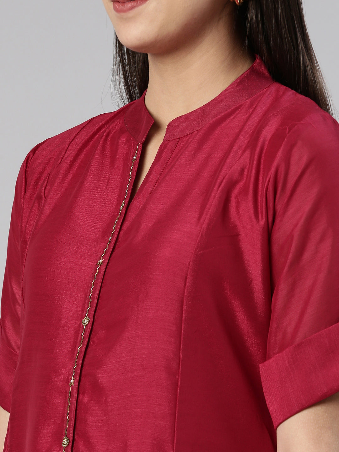 Neerus Purple crepe embellished anarkali kurta - detail view 1