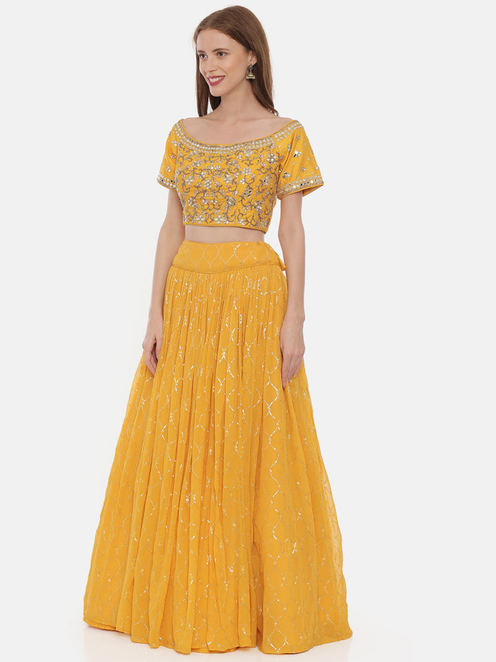 Neerus Yellow Embellished Lehenga Set