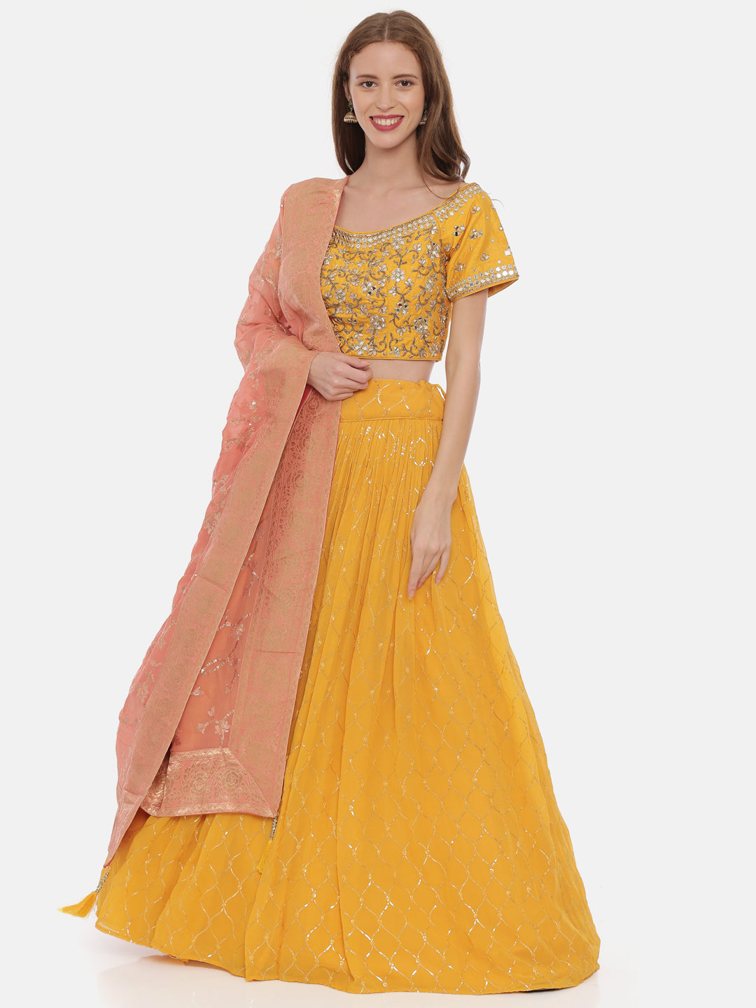 Neerus Yellow Embellished Lehenga Set