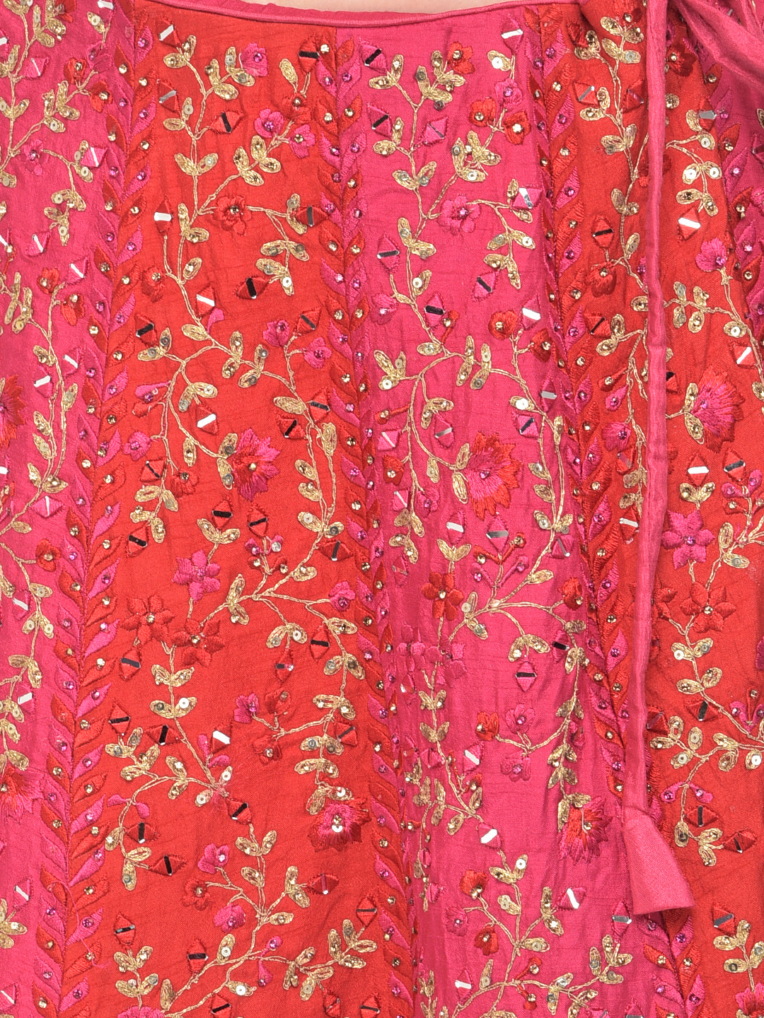 Neerus Pink silk embellished lehenga set - detail view 3