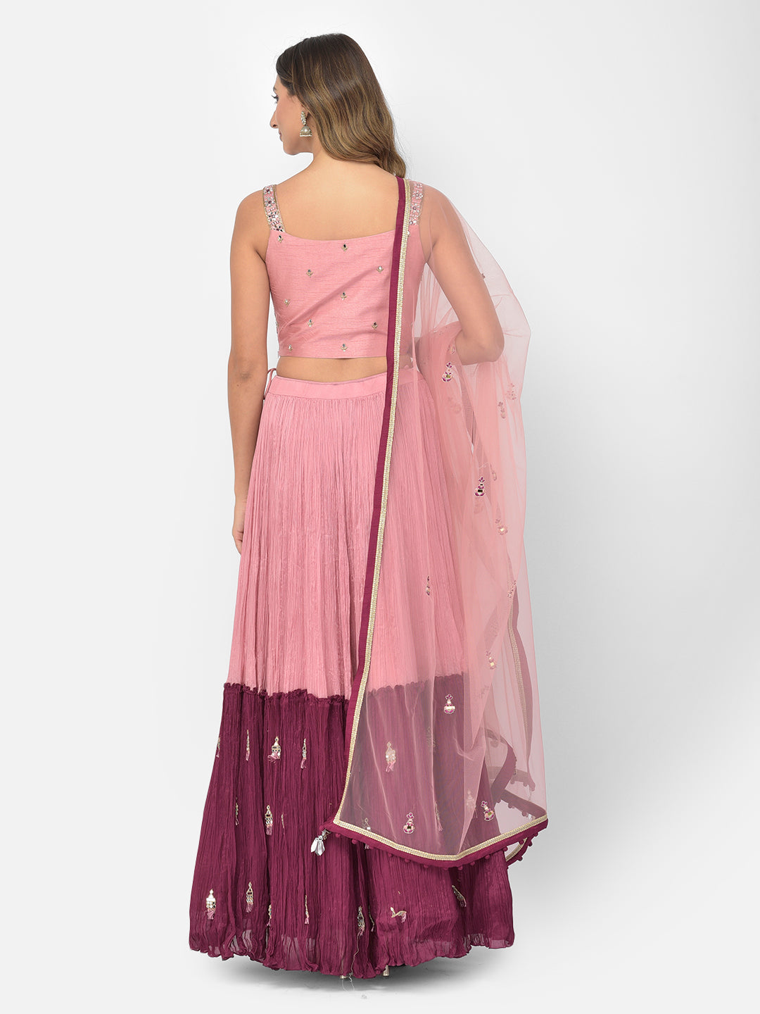 Neerus Onion Color Georgette Fabric Lehenga Choli