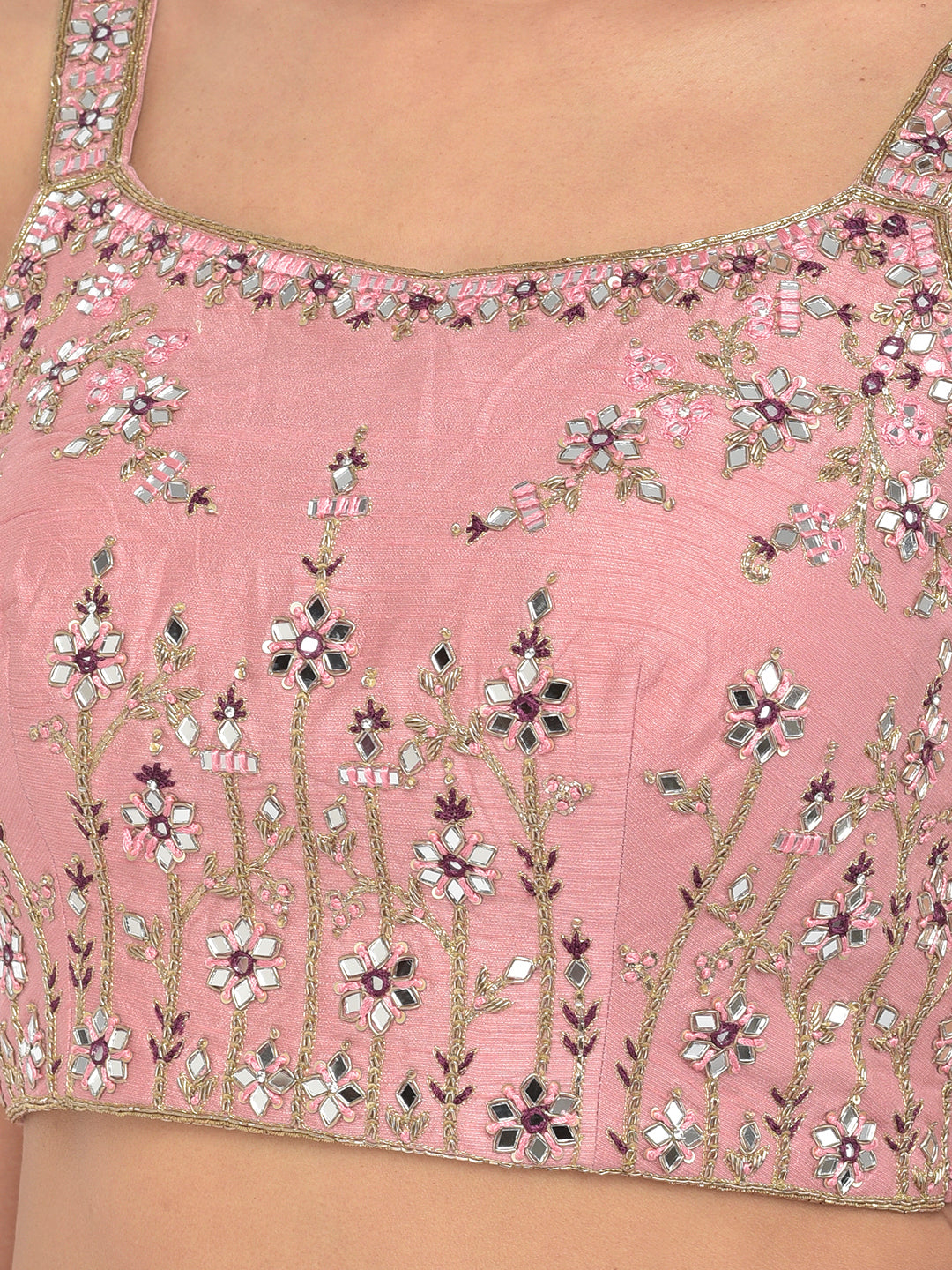 Neerus Onion Color Georgette Fabric Lehenga Choli