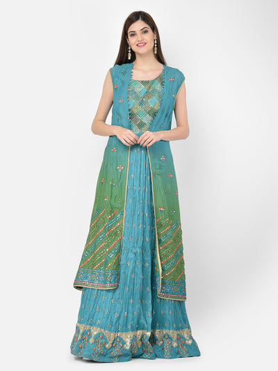Neerus'S green color, georgette fabric suit-anarkali