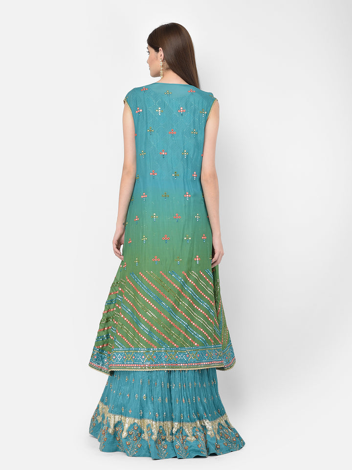 Neerus'S Green Color Georgette Fabric Suit-Anarkali