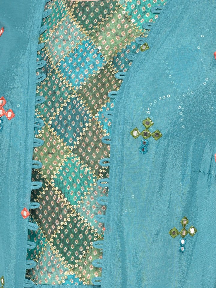 Neerus'S Green Color Georgette Fabric Suit-Anarkali