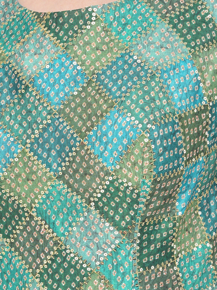 Neerus'S Green Color Georgette Fabric Suit-Anarkali