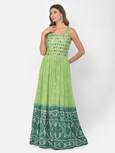 Neeru's green color georgette fabric salwar kameez