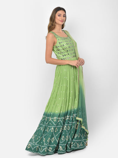Neeru's green color georgette fabric salwar kameez