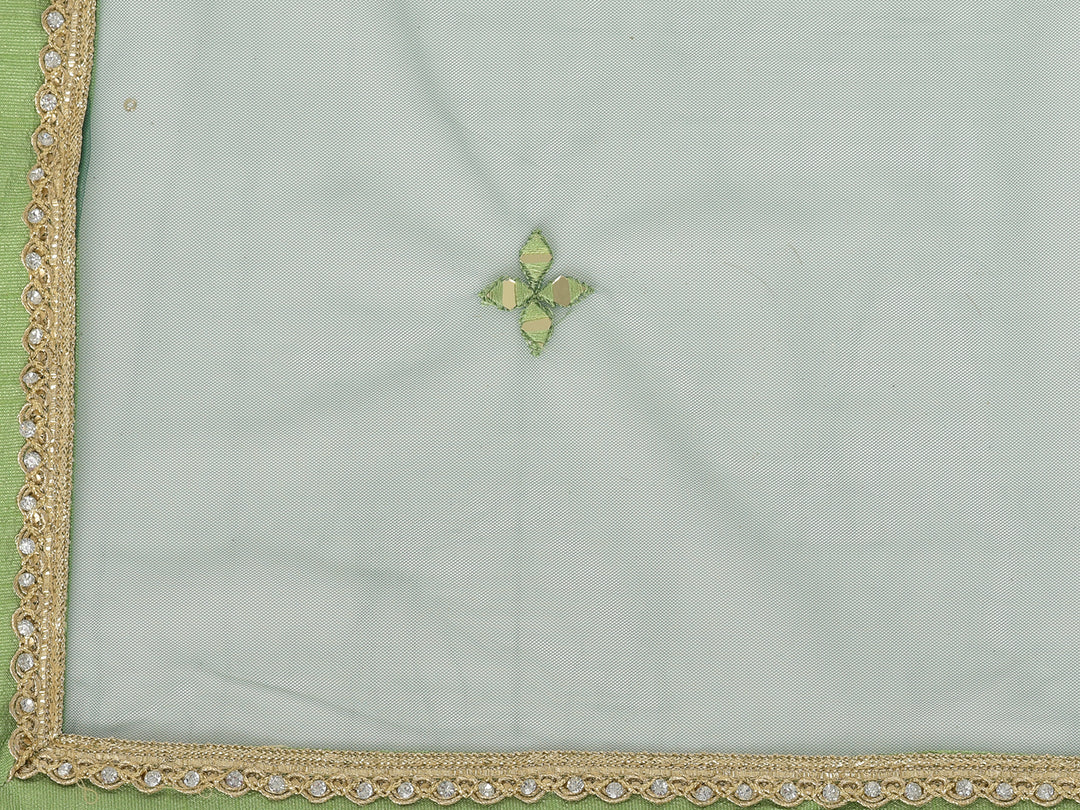 Neerus Green georgette mirror work anarkali kurta set - detail view 4