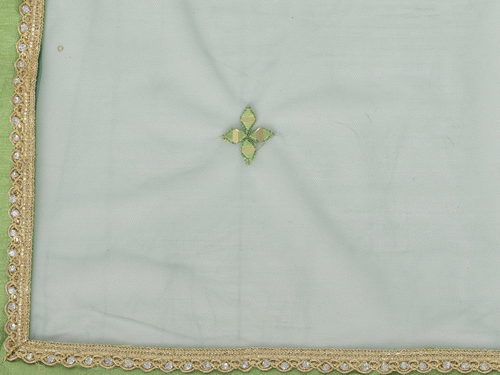 Neerus Green georgette mirror work anarkali kurta set - detail view 4