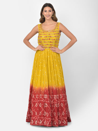 Neeru's Mustard Color Georgette Fabric Salwar Kameez