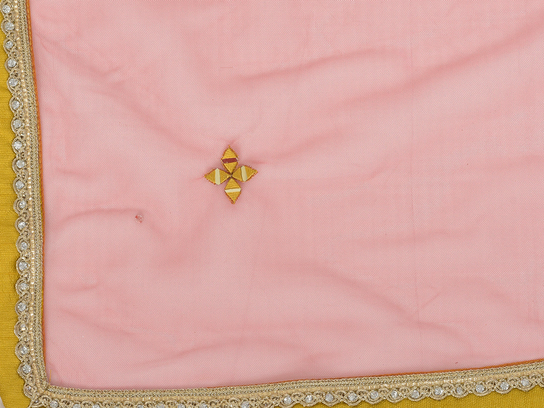 Neerus Yellow georgette mirror work Anarkali kurta set - detail view 4