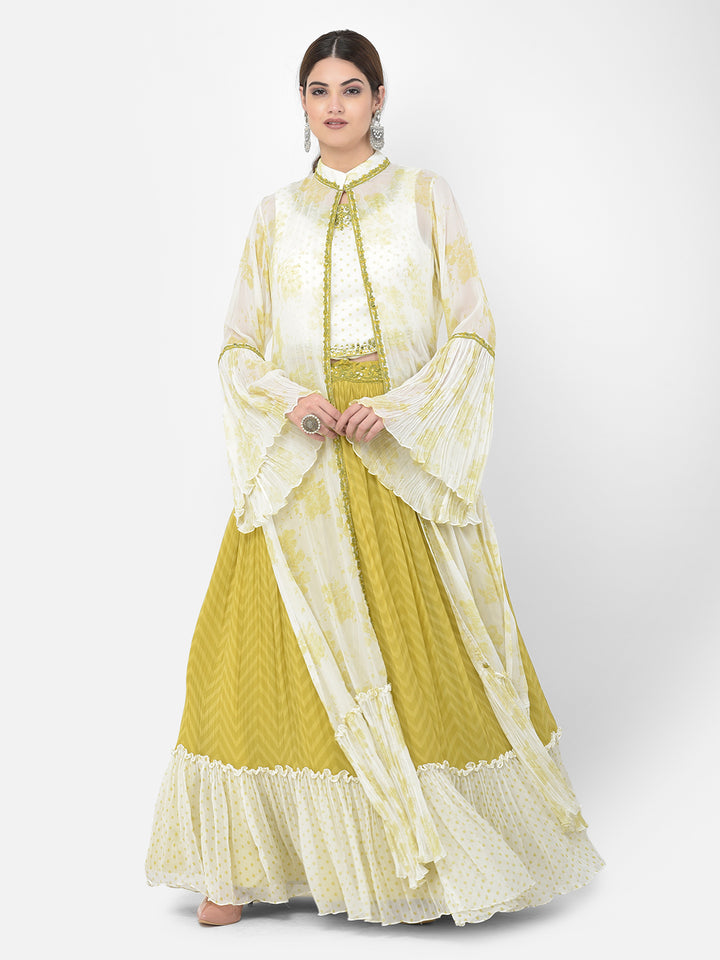 Neerus Green Color Georgette Fabric Salwar Kameez