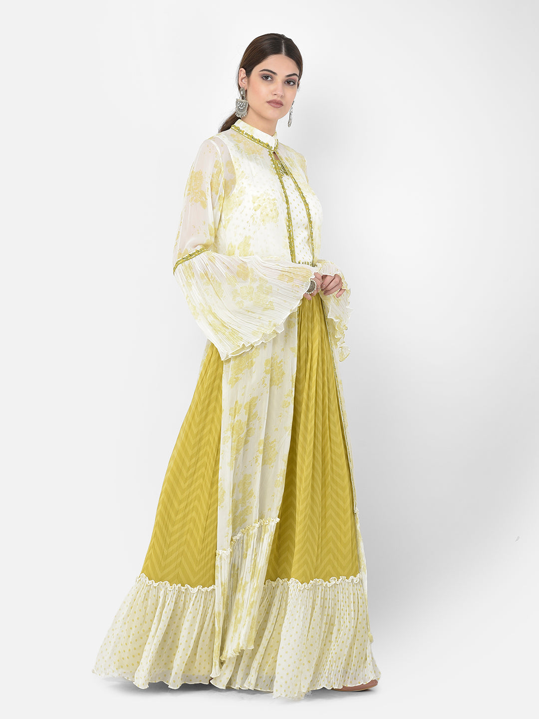 Neerus Green Color Georgette Fabric Salwar Kameez