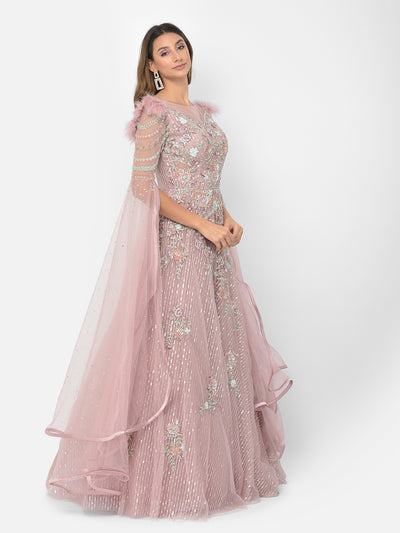 Neeru's Pink Color Nett Fabric Gown