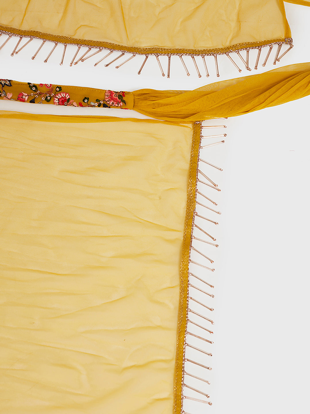 Neerus Yellow Embellished Kurta With Sharara & Dupatta