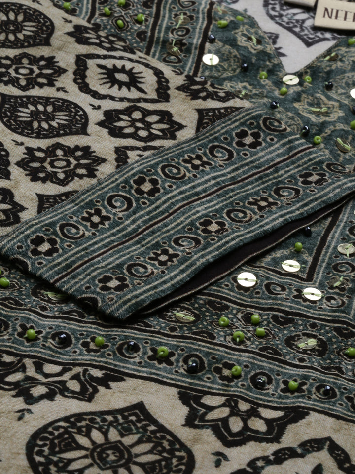 Neerus Black Color Muslin Fabric Suit Set