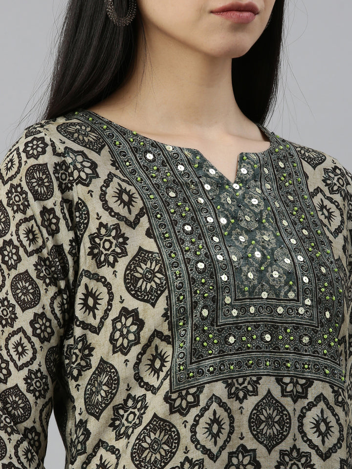 Neerus Black Color Muslin Fabric Suit Set