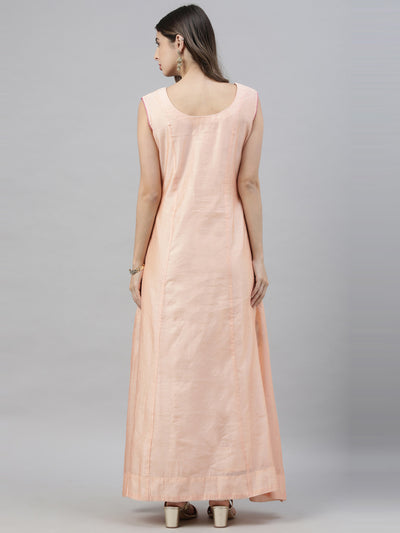Neeru's Peach Embroidered Anarkali Kurta