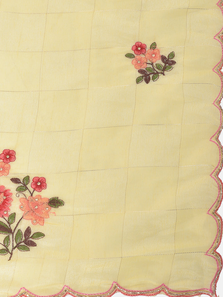 Neerus Yellow Printed Saree With Blouse