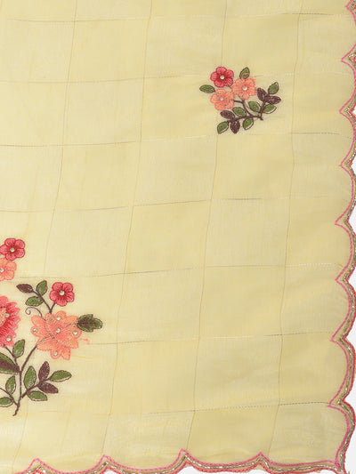 Neeru's Yellow Printed Saree With Blouse