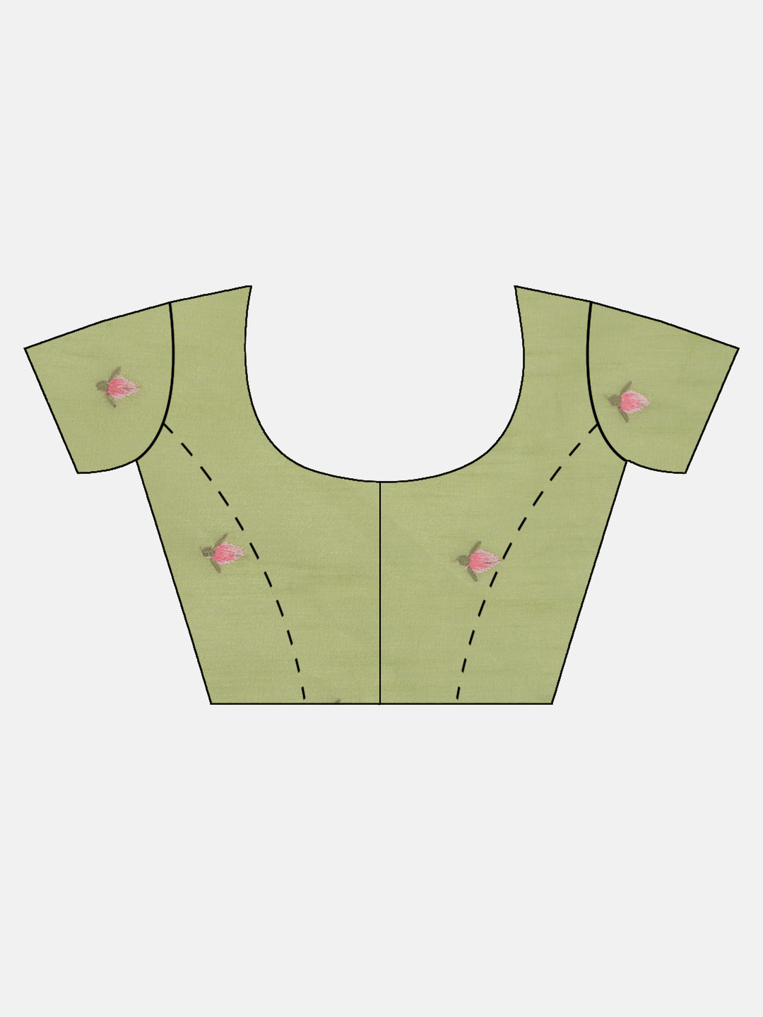 Neerus Green embroidered saree with blouse piece - detail view 1