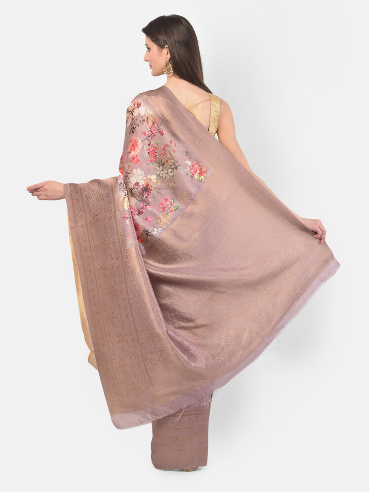 Neerus Onion Color Dupion Fabric Saree