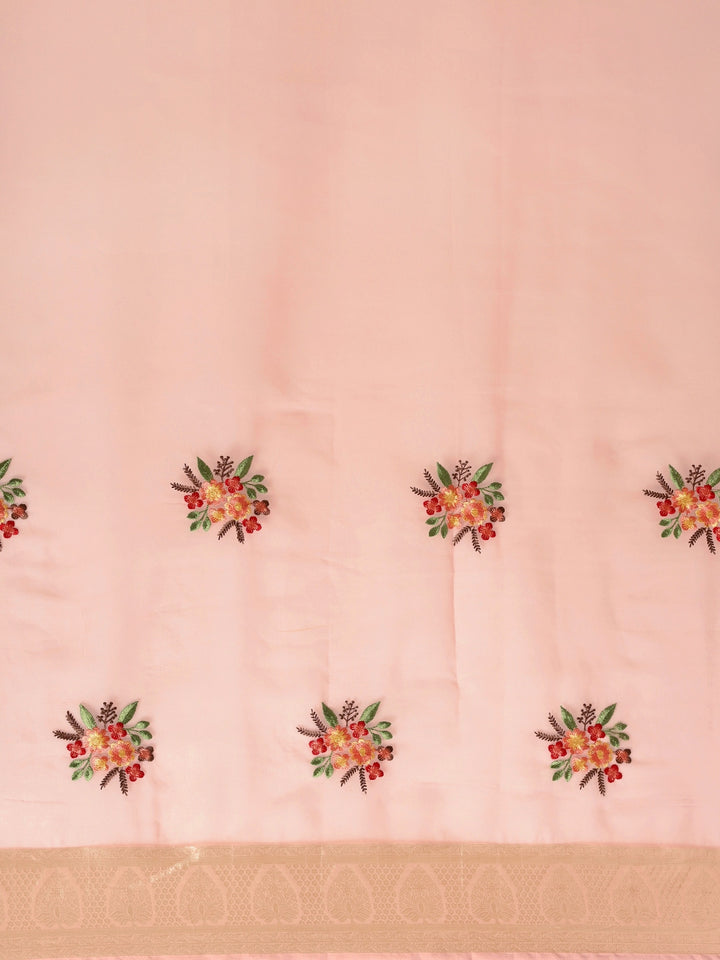 Neerus Pink organza embellished saree - side view