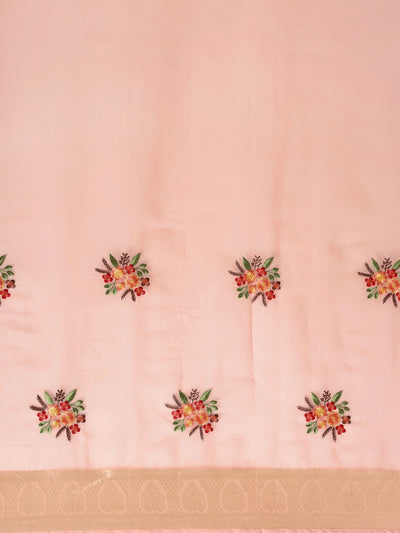 Neeru's pink color, organza fabric saree