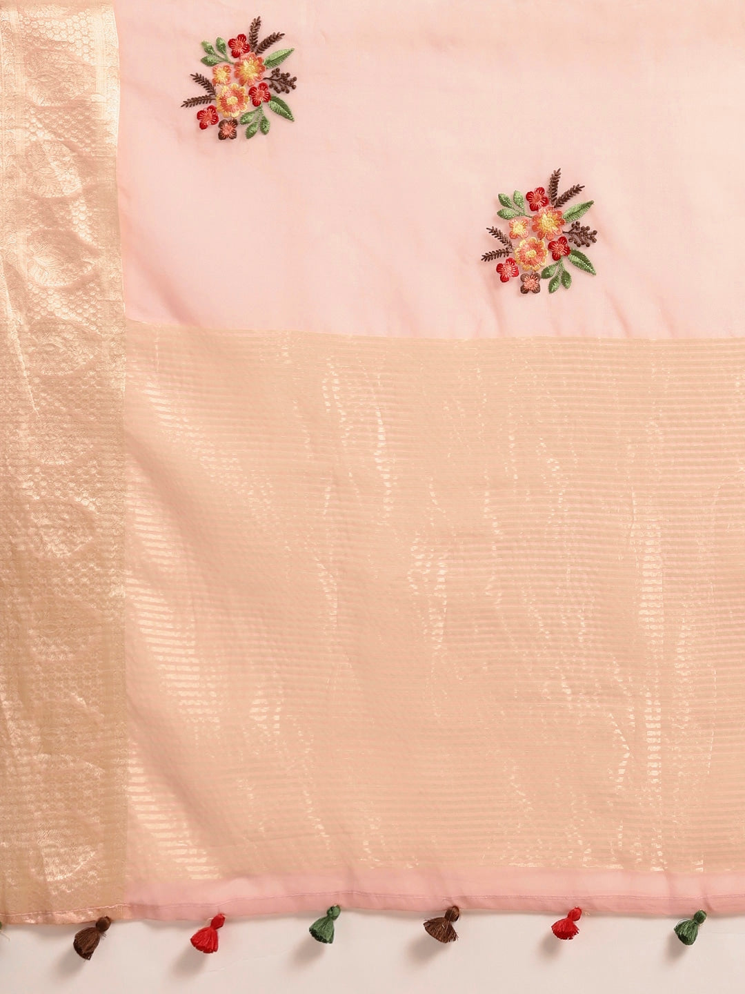 Neerus Pink organza embellished saree - detail view 1