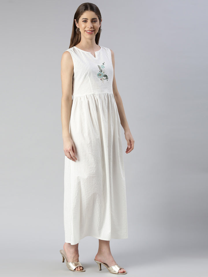 Neerus Beige solid maxi dress - back view