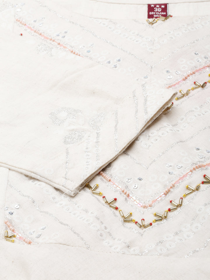 Neerus Beige printed maxi dress - detail view 3