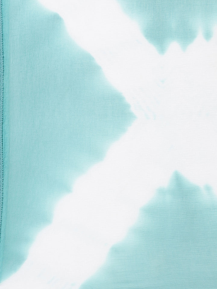 Neerus Sea Green Regular Calf Length Embroidered Kurta Solid Palazzos With Dupatta