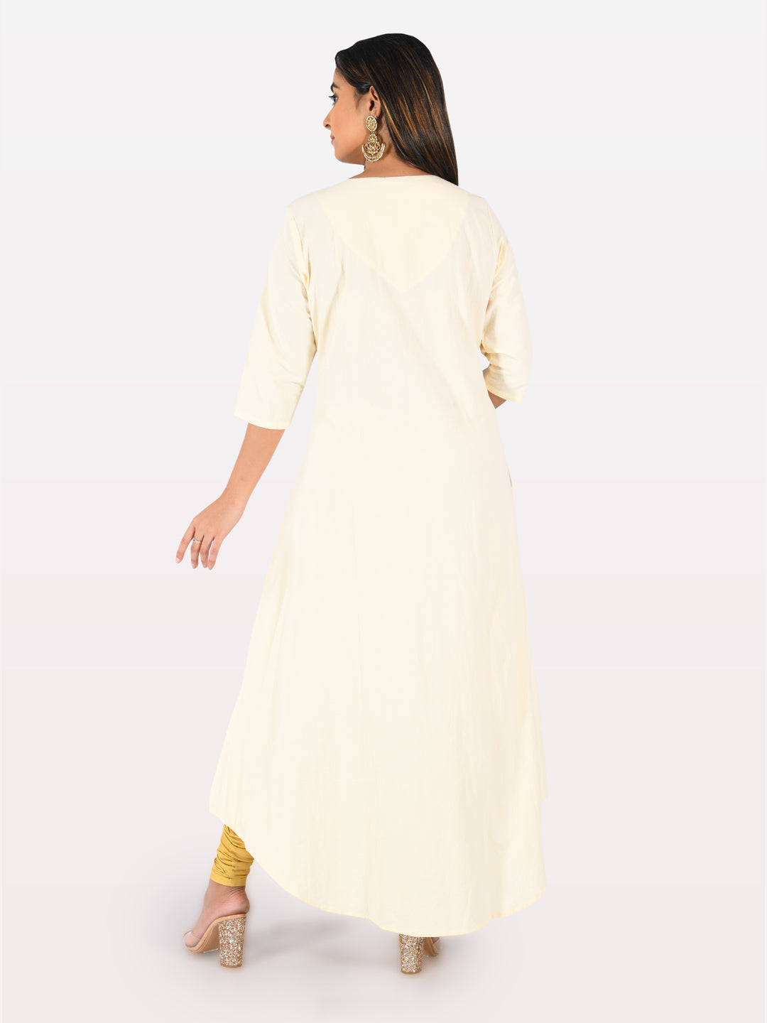 Neerus White Embroidered A Line Kurta