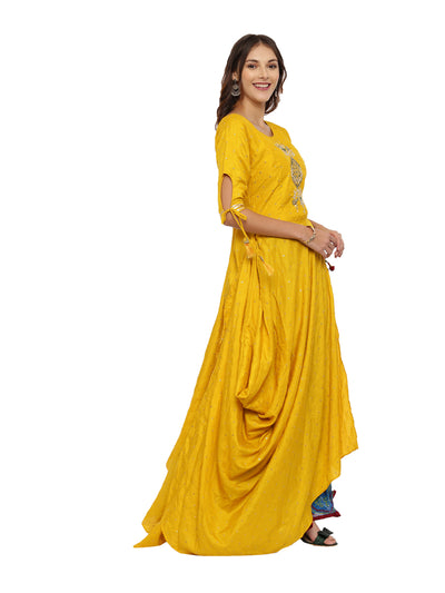 Neeru's Multicolor Embellished Kurta With Skirt & Dupatta